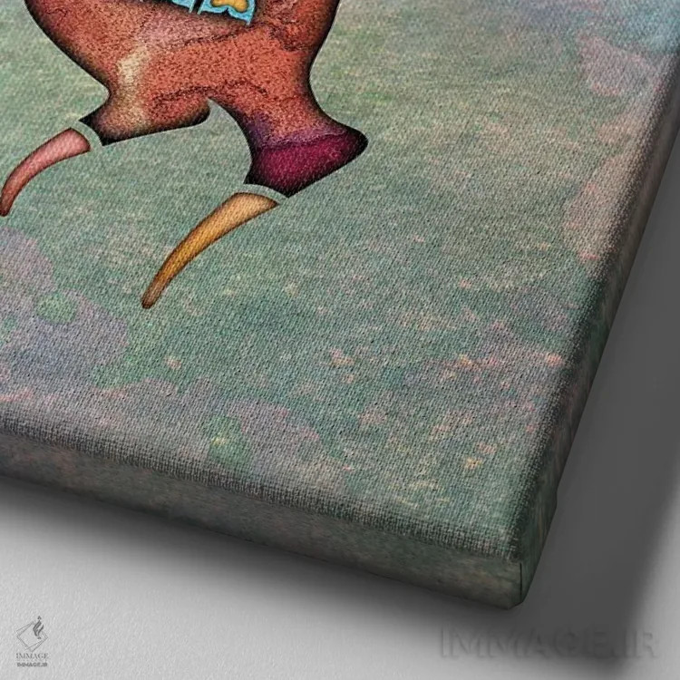 تابلو دکوراتیو گوزن شمالی نقاشی شده اثر لوری پرایندل - نمای نزدیک بافت بوم