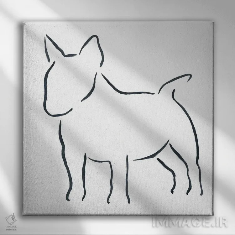 تابلو مینیمال بول تریر مینیاتوری اثر لزلی بیشاپ - نمای روبهرو روی دیوار