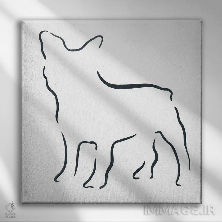 تابلو مینیمال بولداگ فرانسوی اثر لزلی بیشاپ - نمای روبهرو روی دیوار