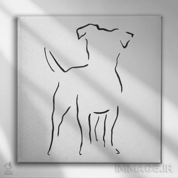 تابلو مینیمال جک راسل تریر اثر لزلی بیشاپ - نمای روبهرو روی دیوار