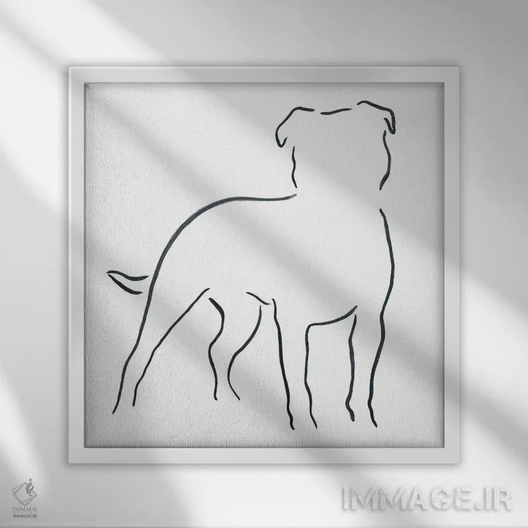 تابلو مینیمال استفوردشایر بول تریر اثر لزلی بیشاپ - نمای قابدار سفید