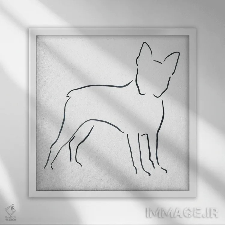 تابلو مینیمال بوستون تریر اثر لزلی بیشاپ - نمای قابدار سفید