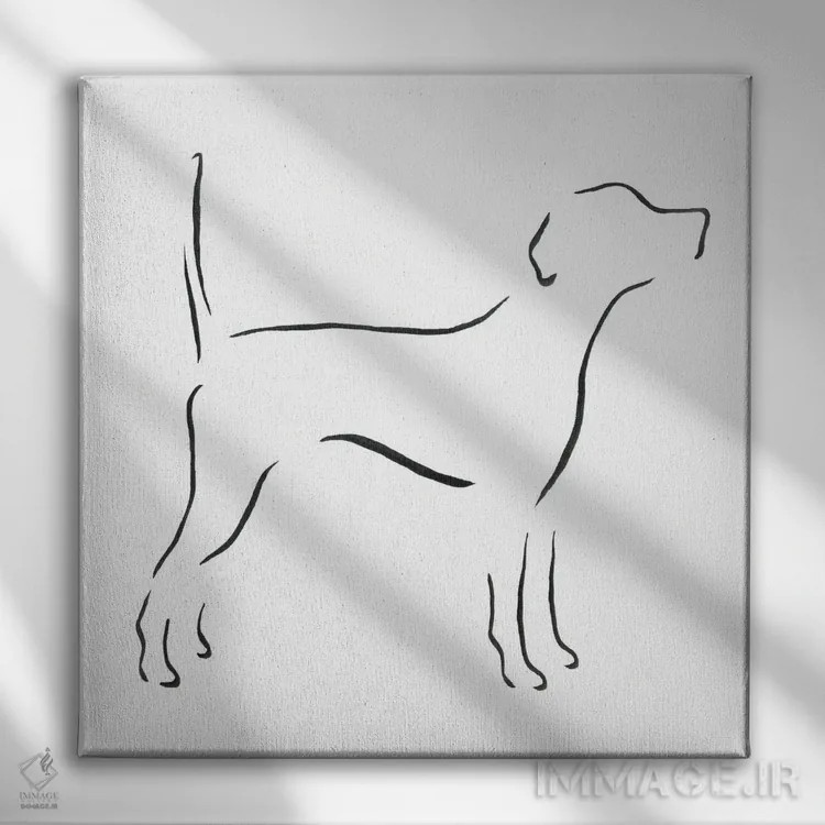 تابلو مینیمال پوینتر انگلیسی با دم بالا اثر لزلی بیشاپ - نمای روبهرو روی دیوار