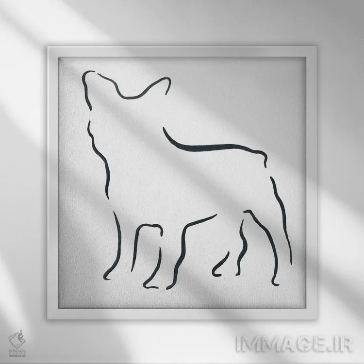 تابلو مینیمال بولداگ فرانسوی اثر لزلی بیشاپ - نمای قابدار سفید