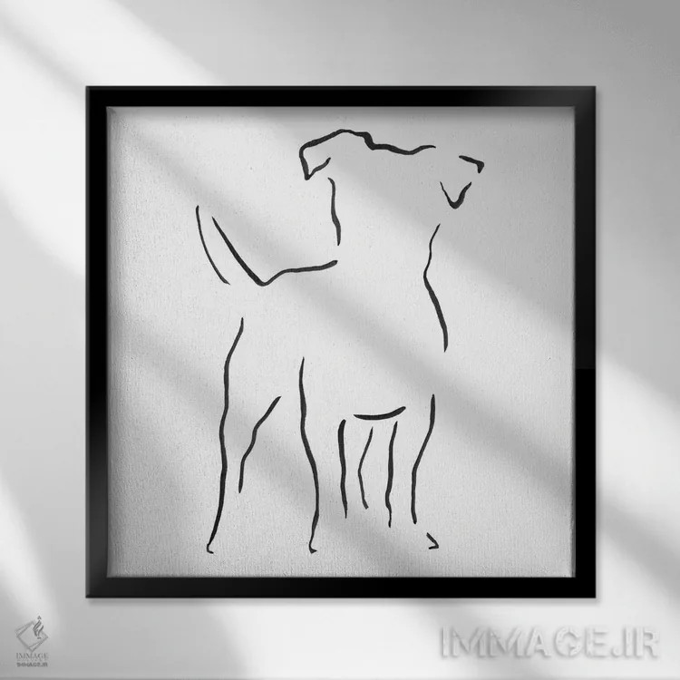 تابلو مینیمال جک راسل تریر اثر لزلی بیشاپ - نمای قابدار مشکی