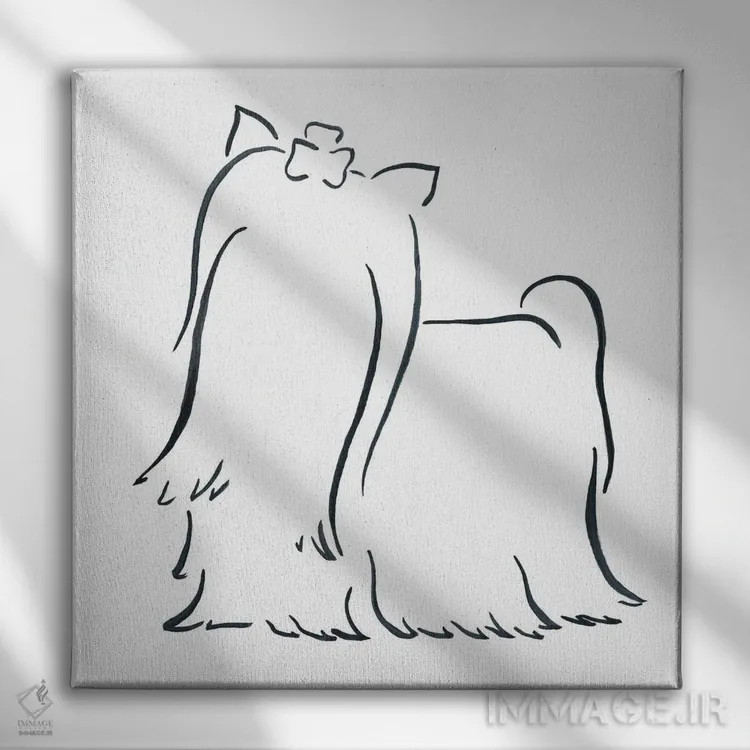 تابلو مینیمال یورکشایر تریر مو بلند اثر لزلی بیشاپ - نمای روبهرو روی دیوار