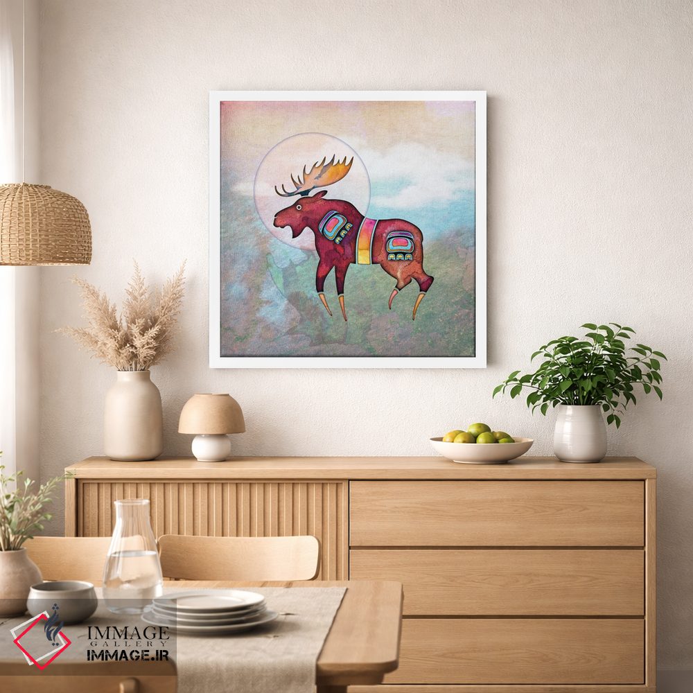 تابلو دکوراتیو گوزن شمالی نقاشی شده اثر لوری پرایندل - D1W