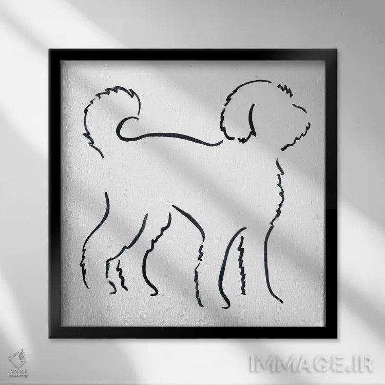 تابلو مینیمال لابرادودل اثر لزلی بیشاپ - نمای قابدار مشکی