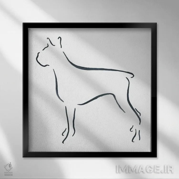 تابلو مینیمال باکسر اثر لزلی بیشاپ - نمای قابدار مشکی