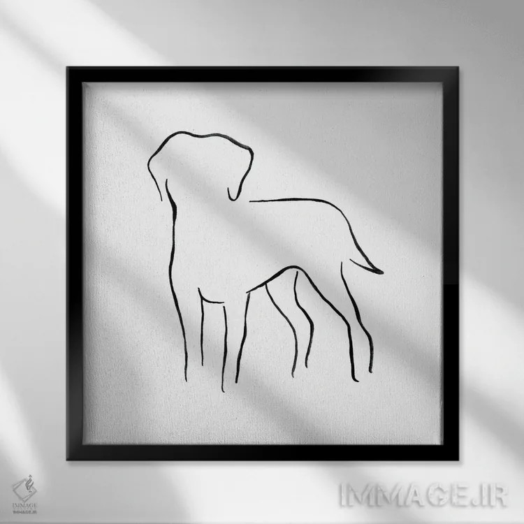 تابلو مینیمال لابرادور رتریور اثر لزلی بیشاپ - نمای قابدار مشکی