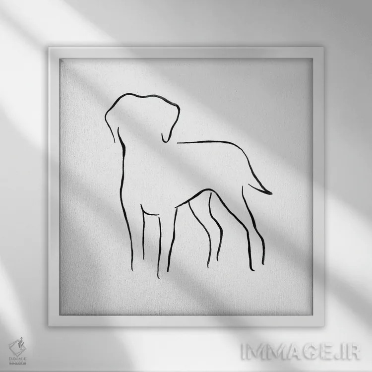 تابلو مینیمال لابرادور رتریور اثر لزلی بیشاپ - نمای قابدار سفید