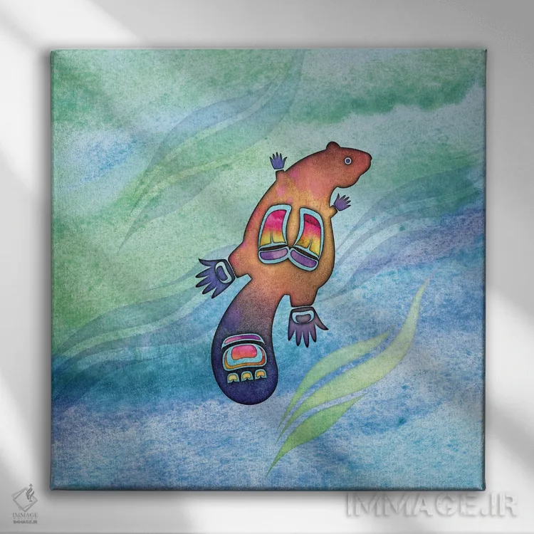 تابلو دکوراتیو سگ آبی نقاشی شده اثر لوری پرایندل - نمای روبهرو روی دیوار