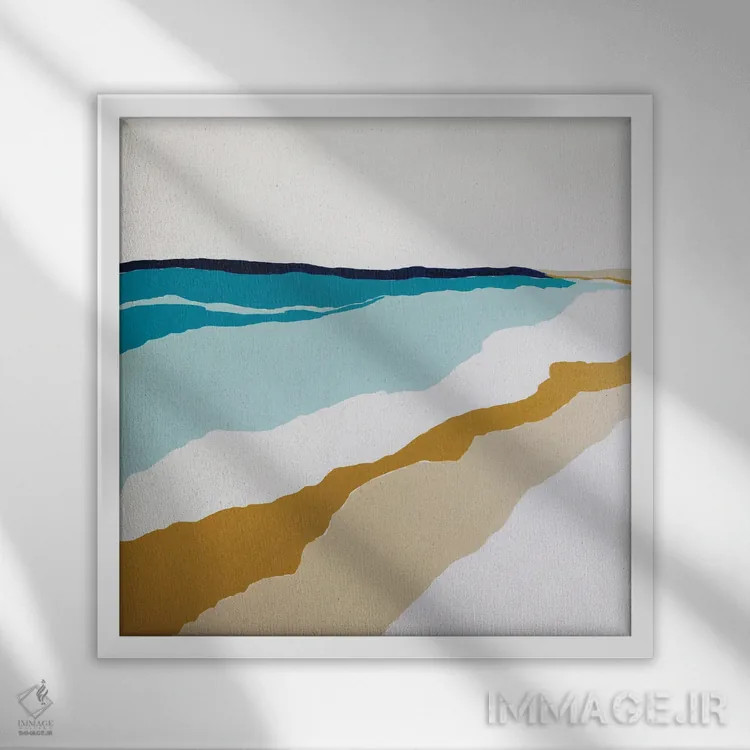تابلو مینیمال ساحل اثر لورا ولشانس - نمای قابدار سفید