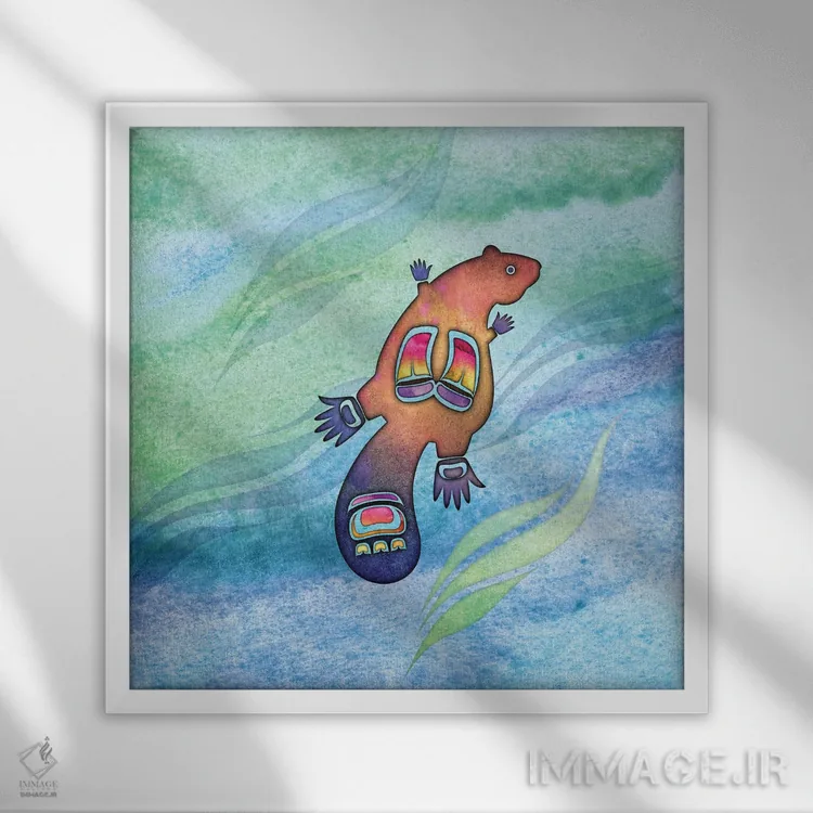 تابلو دکوراتیو سگ آبی نقاشی شده اثر لوری پرایندل - نمای قابدار سفید