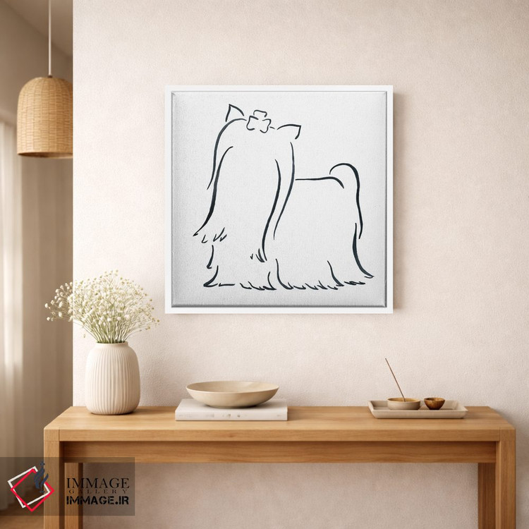 تابلو مینیمال یورکشایر تریر مو بلند اثر لزلی بیشاپ - D1W