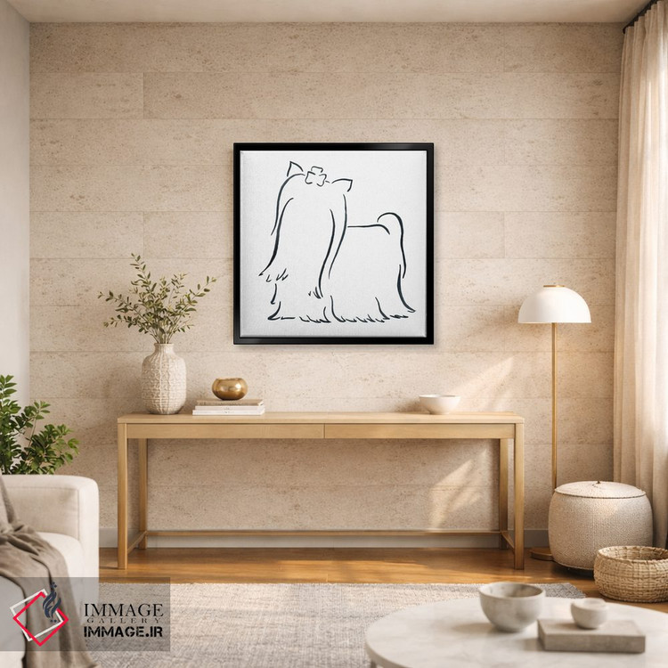 تابلو مینیمال یورکشایر تریر مو بلند اثر لزلی بیشاپ - D4B