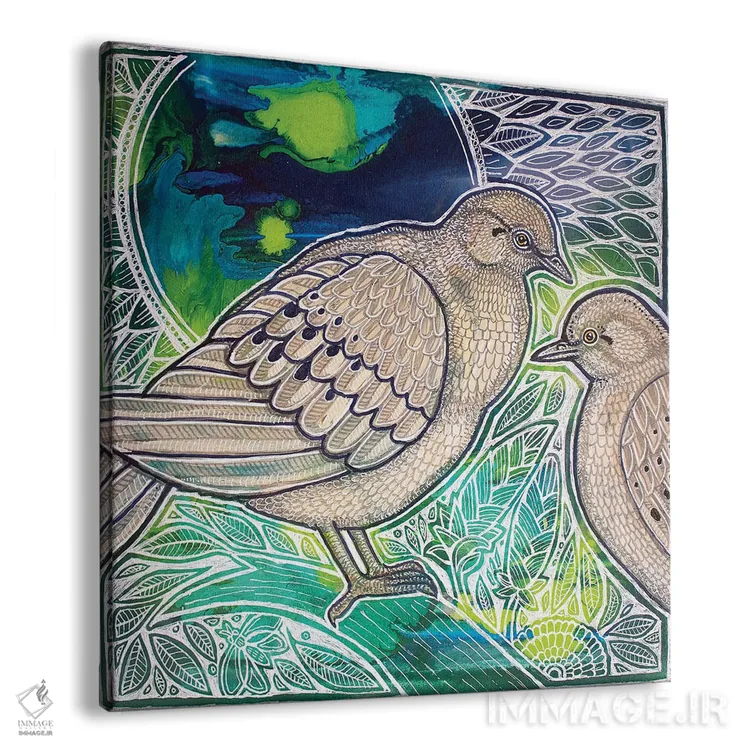 تابلو دکوراتیو دو قمری غمگین اثر لینت شلی - نمای پرسپکتیو محصول