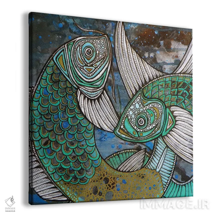 تابلو دکوراتیو دو کوی آبی اثر لینت شلی - نمای پرسپکتیو محصول