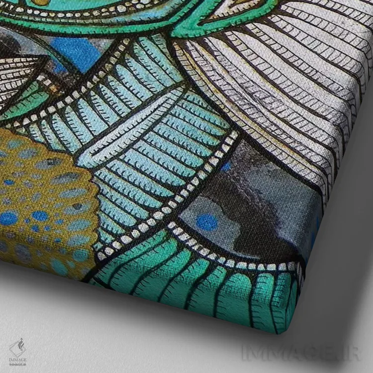 تابلو دکوراتیو دو کوی آبی اثر لینت شلی - نمای نزدیک بافت بوم