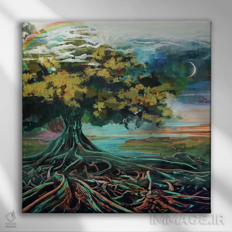 تابلو دکوراتیو درخت زندگی اثر لوییز گلبی - نمای روبهرو روی دیوار