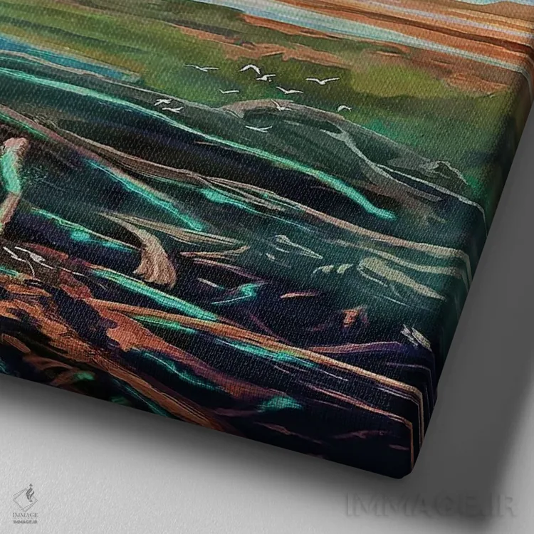 تابلو دکوراتیو درخت زندگی اثر لوییز گلبی - نمای نزدیک بافت بوم