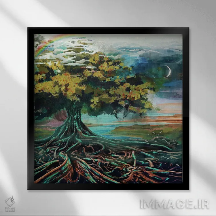 تابلو دکوراتیو درخت زندگی اثر لوییز گلبی - نمای قابدار مشکی