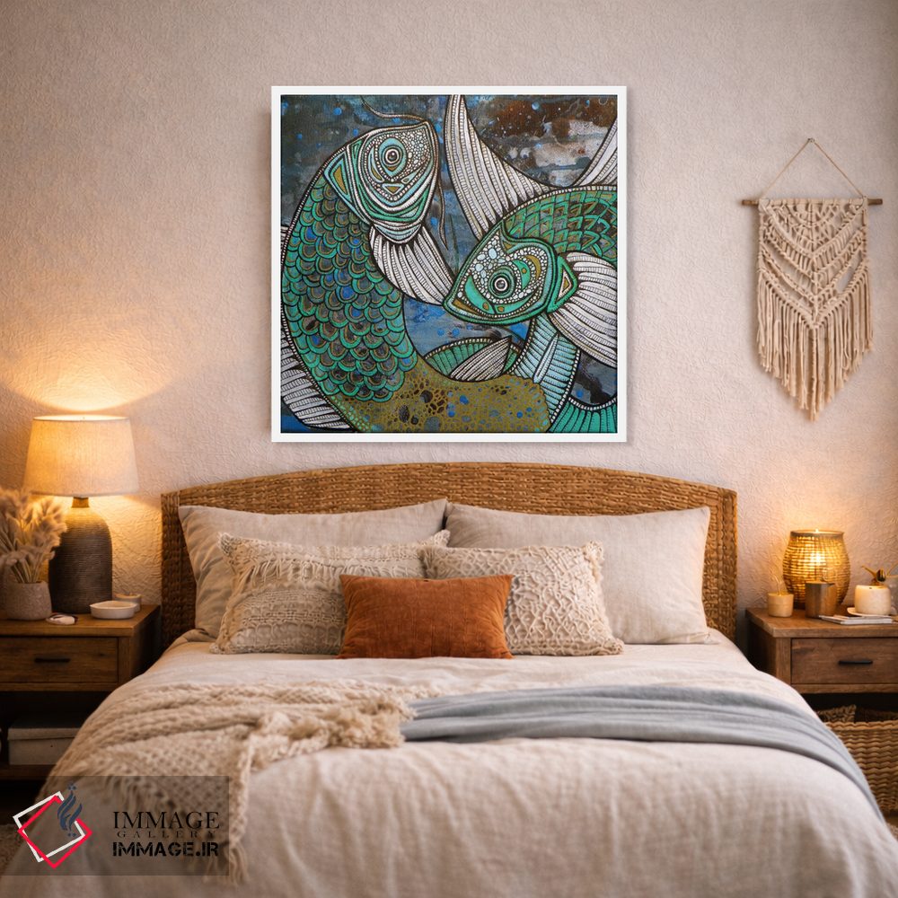 تابلو دکوراتیو دو کوی آبی اثر لینت شلی - D1W