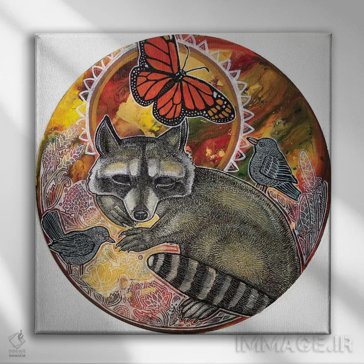 تابلو دکوراتیو راکون در رویا اثر لینت شلی - نمای روبهرو روی دیوار