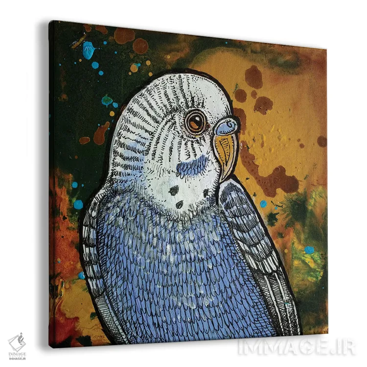 تابلو دکوراتیو مرغ عشق آبی اثر لینت شلی - نمای پرسپکتیو محصول