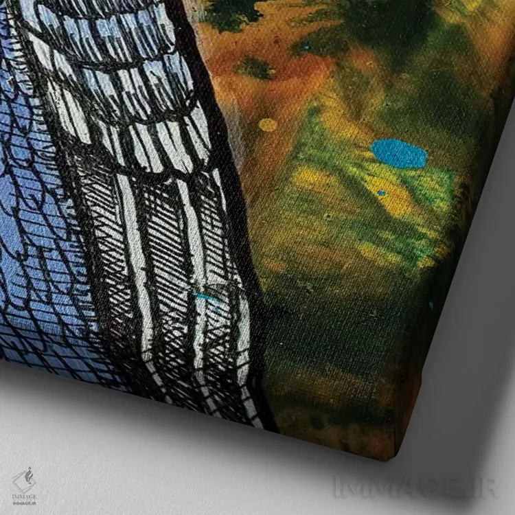 تابلو دکوراتیو مرغ عشق آبی اثر لینت شلی - نمای نزدیک بافت بوم