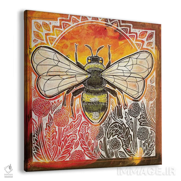 تابلو دکوراتیو زنبور عسل و قاصدک ها اثر لینت شلی - نمای پرسپکتیو محصول