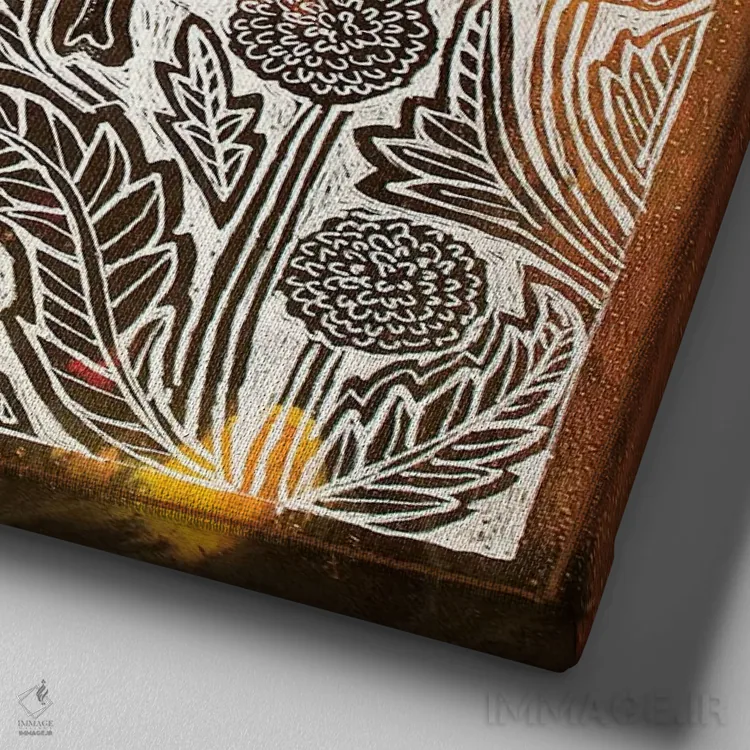 تابلو دکوراتیو زنبور عسل و قاصدک ها اثر لینت شلی - نمای نزدیک بافت بوم