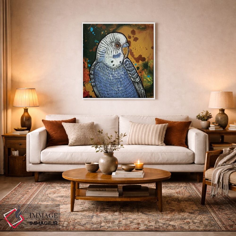 تابلو دکوراتیو مرغ عشق آبی اثر لینت شلی - D1W