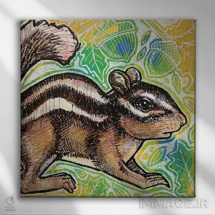 تابلو دکوراتیو سنجابک بازیگوش اثر لینت شلی - نمای روبهرو روی دیوار