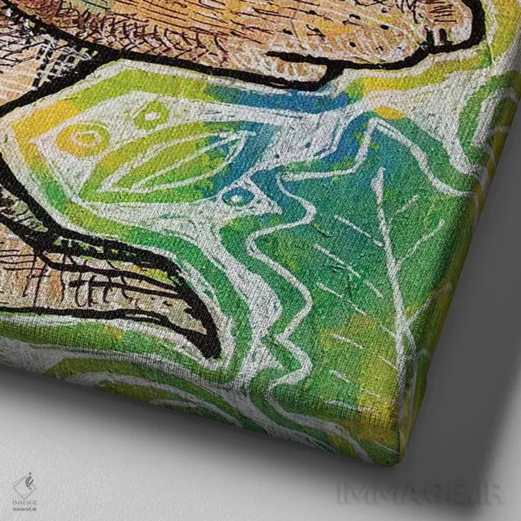 تابلو دکوراتیو سنجابک بازیگوش اثر لینت شلی - نمای نزدیک بافت بوم