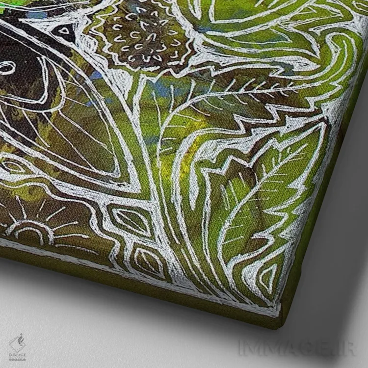 تابلو دکوراتیو شب پره شاهین نقطه صورتی اثر لینت شلی - نمای نزدیک بافت بوم