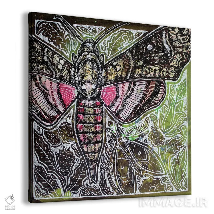 تابلو دکوراتیو شب پره شاهین نقطه صورتی اثر لینت شلی - نمای پرسپکتیو محصول