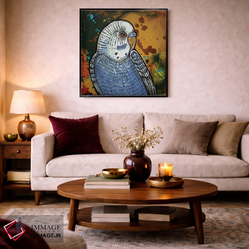 تابلو دکوراتیو مرغ عشق آبی اثر لینت شلی - D4B