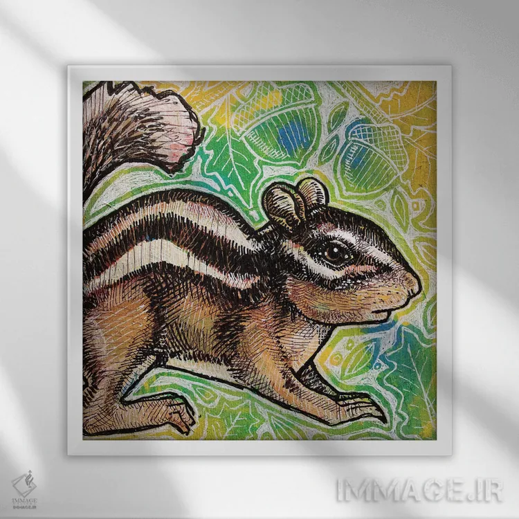 تابلو دکوراتیو سنجابک بازیگوش اثر لینت شلی - نمای قابدار سفید