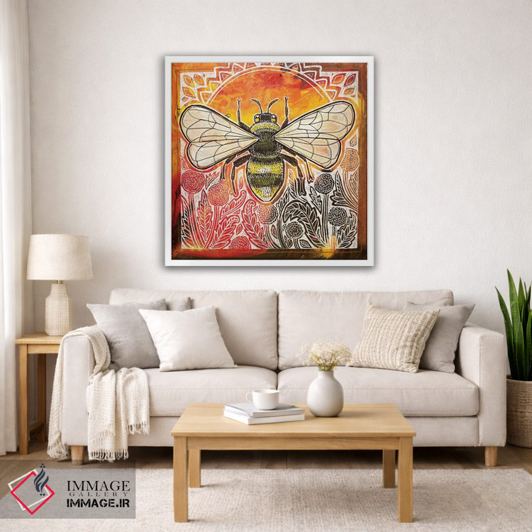 تابلو دکوراتیو زنبور عسل و قاصدک ها اثر لینت شلی - D3W