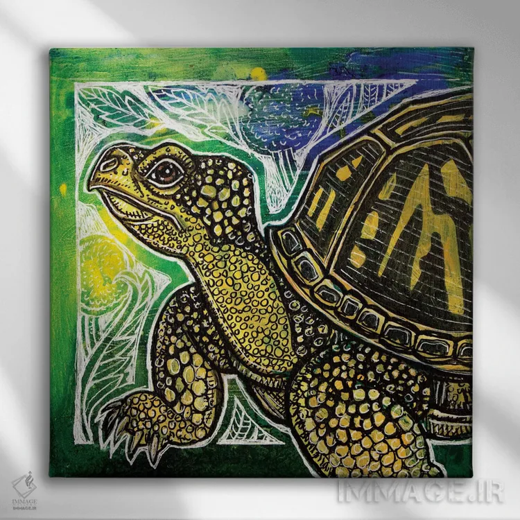 تابلو دکوراتیو لاک پشت بهاری اثر لینت شلی - نمای روبهرو روی دیوار