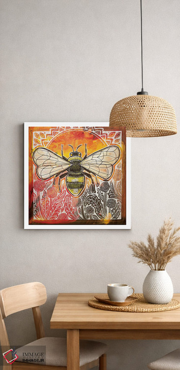 تابلو دکوراتیو زنبور عسل و قاصدک ها اثر لینت شلی - D4W