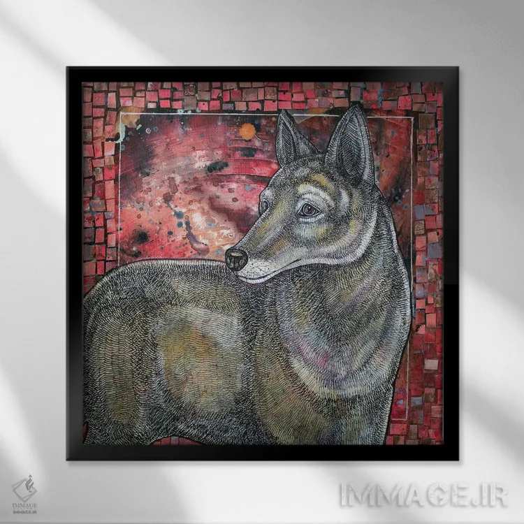 تابلو دکوراتیو غروب کایوت اثر لینت شلی - نمای قابدار مشکی