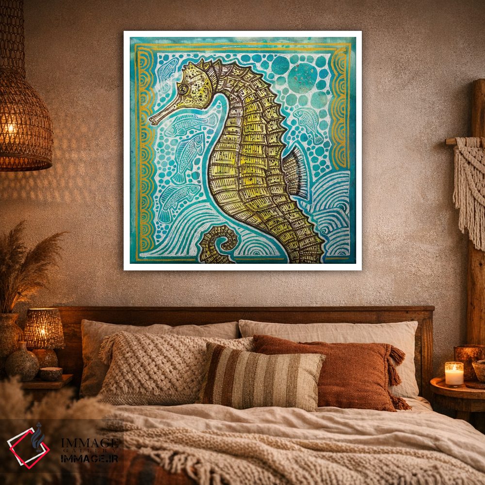 تابلو دکوراتیو اسب دریایی خط دار اثر لینت شلی - D1W