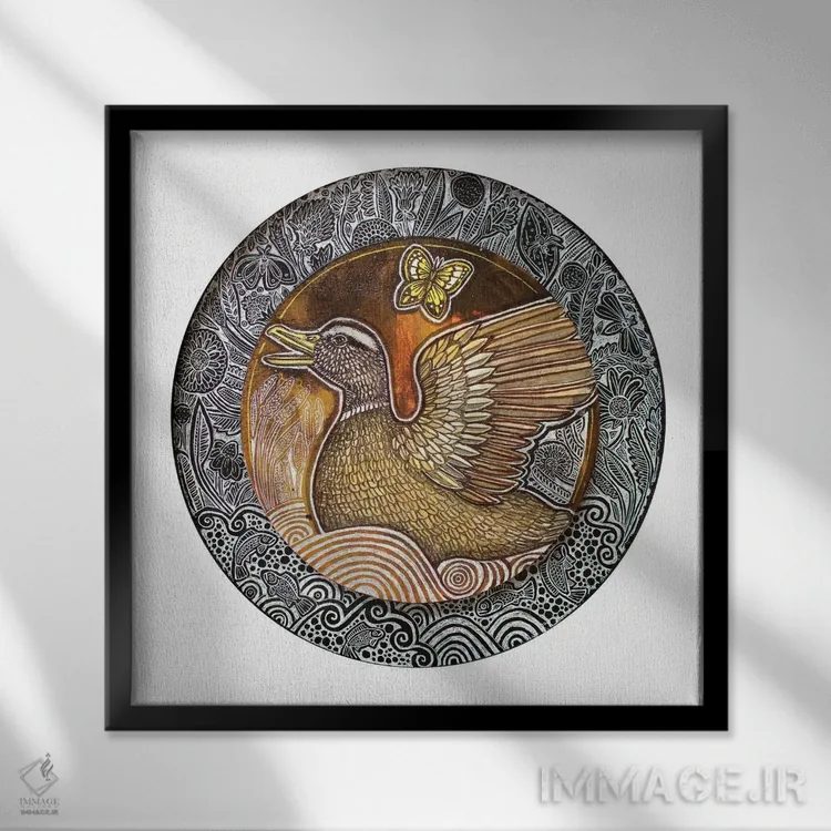 تابلو دکوراتیو آواز اردک اثر لینت شلی - نمای قابدار مشکی