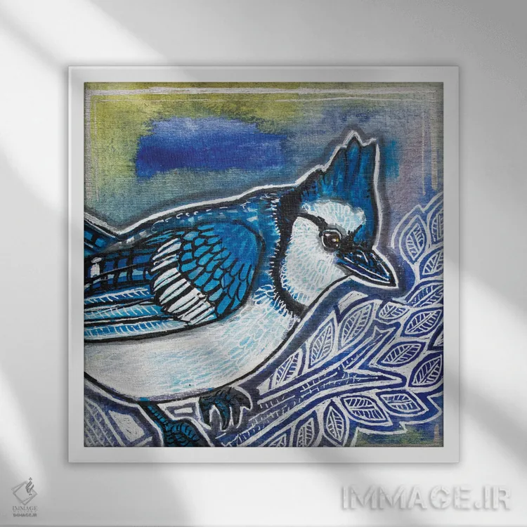 تابلو دکوراتیو جی آبی اثر لینت شلی - نمای قابدار سفید