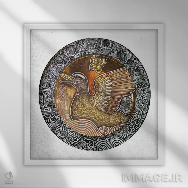 تابلو دکوراتیو آواز اردک اثر لینت شلی - نمای قابدار سفید