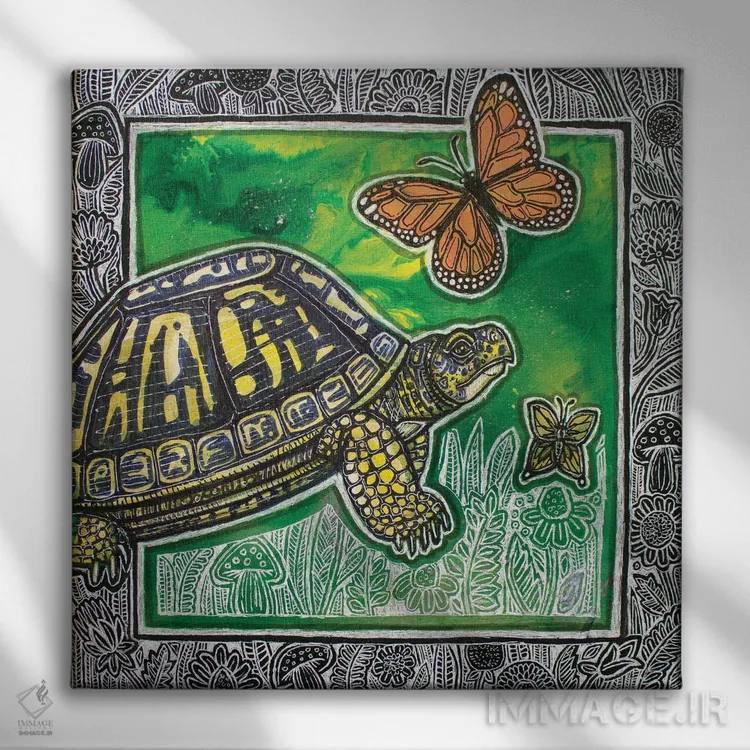 تابلو دکوراتیو تعقیب پروانه ها اثر لینت شلی - نمای روبهرو روی دیوار