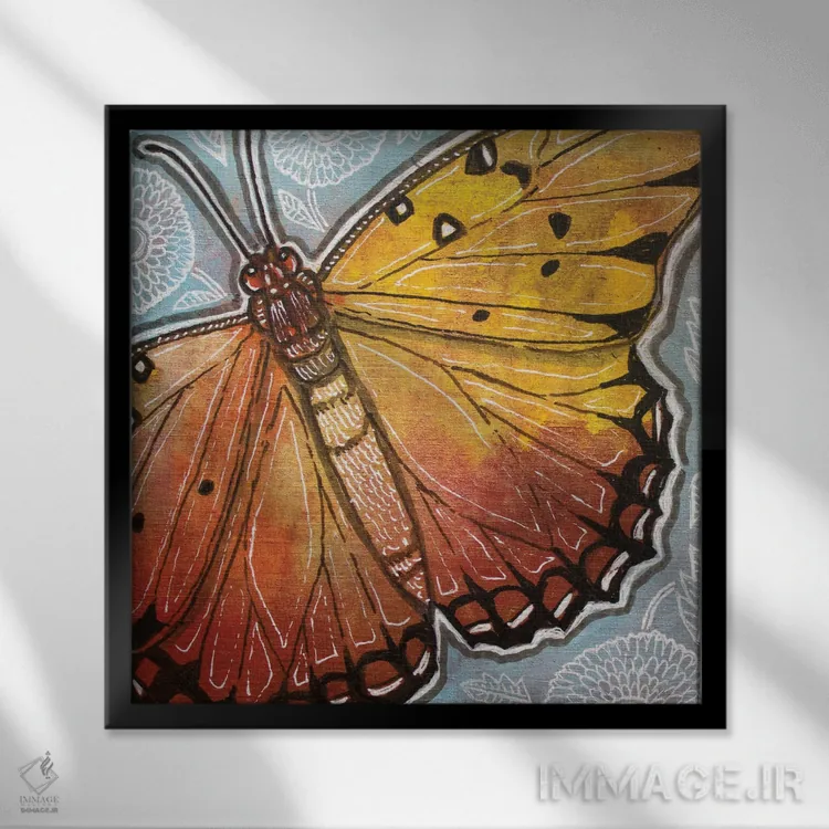 تابلو دکوراتیو شب پره کوچک اثر لینت شلی - نمای قابدار مشکی