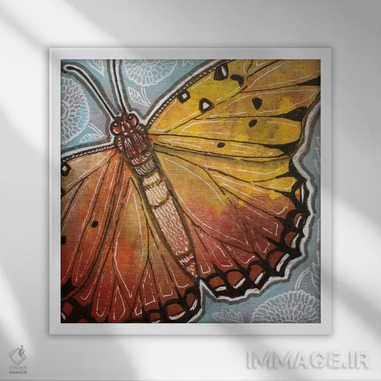 تابلو دکوراتیو شب پره کوچک اثر لینت شلی - نمای قابدار سفید